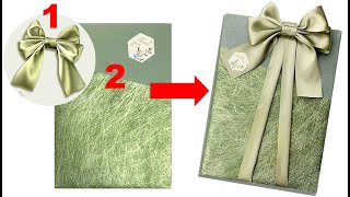 Wrap a PRESENT amp Tie a BOW with RIBBON  Gift Box Wrapping Easy Tutorial [upl. by Arracahs]