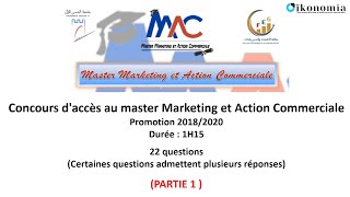 Master Marketing et Action Commerciale MAC CORRECTION DU TEST ECRIT 2018 FEG SETTAT PARTIE 1 [upl. by Hardman]