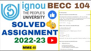 BECC104 SOLVED ASSIGNMENT 202223 [upl. by Bondy]