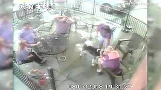 Shocking video of dog biting women in the face at restaurant Ap [upl. by Asoral404]