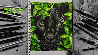 Watch Black Panther Come to Life  A Coloured Pencil Timelapse [upl. by Boycey]