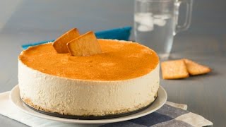 Tarta mousse de crema con galletas de canela sin lactosa y sin horno [upl. by Alvie610]