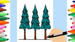 How to draw pine tree 🌴 how to draw pine tree easy 🌲 [upl. by Zaria]