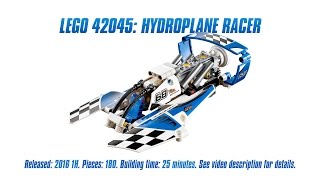 Lego Technic 42045 Hydroplane Racer Unboxing Parts List Speed Build amp Review [upl. by Alehs]