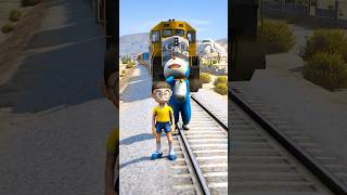 NOBITA HIJACK TRAIN TO SAVE DORAEMON FATHER LIFE PART 5 shorts gta5 [upl. by Tnomal]