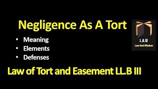 Negligence in Tort  Law of Torts and Easement [upl. by Mendes]