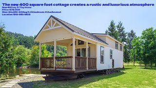 The new 400 square foot cottage creates a rustic and luxurious atmosphere  Tiny House for sale [upl. by Kellie105]