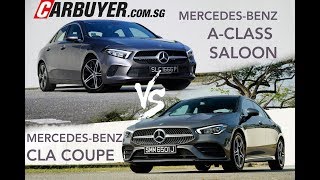 2019 Mercedes Benz AClass Saloon VS CLA Coupe Singapore  CarBuyercomsg [upl. by Ohnuj250]