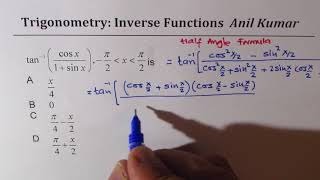 Evaluate arctancosx1sinx arctan Inverse Trigonometric Function [upl. by Inalaehon166]