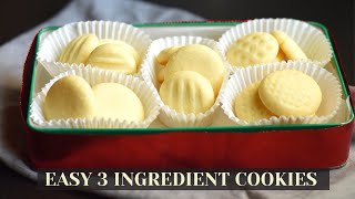 Easy 3 ingredient cookies3 ingredient sugar cookiesButter Cookie RecipeEasy Cookie Recipe [upl. by Anayit85]