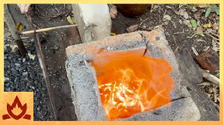 Primitive Technology OneWay Blower Iron Smelt amp Forging Experiment [upl. by Jutta]