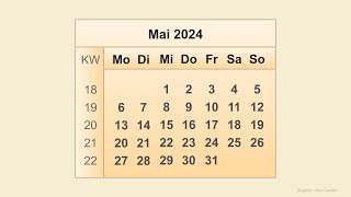 Kalender Mai 2024 [upl. by Fiel]