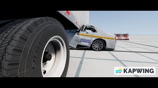 semitrailer side crash test underride in 57 mph test [upl. by Brightman]