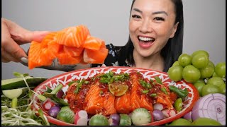 FINALLY SPICY SALMON MUKBANG OUR FAVOURITE FOOD  SASVlogs [upl. by Heimer170]