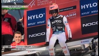 Stefan Kraft 249m DANGEROUS JUMP FALL Vikersund 2023 [upl. by Coryden]