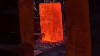 High temperature forging of rectangular iron blocks  Amazing heavy duty forge video forgings [upl. by Arni]