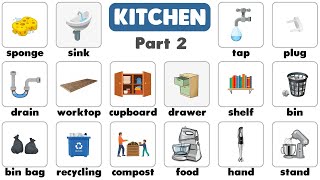 Kitchen Vocabulary in English  Sponge Kitchen Roll Sink Drawer Food Processor  Part 2 [upl. by Ruiz]