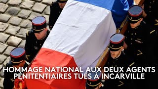 Hommage national aux agents pénitentiaires tués dans lattaque du fourgon [upl. by Rimidalv]