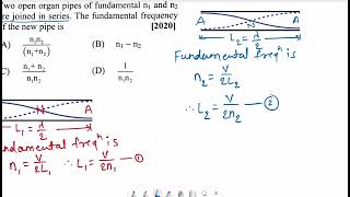 24 Two open organ pipes of fundamental n1 and n2 are joined in series The fundamental frequency of [upl. by Eiramlirpa]