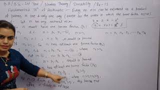 State amp Proof of Fundamental Theorem of Arithmetic  Number Theory BABSc 1st year maths [upl. by Wyck262]