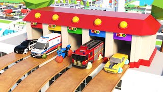 Colorful Car Adventures City Vehicles at the Magical Garage  Kids YouTube Video [upl. by Topliffe]