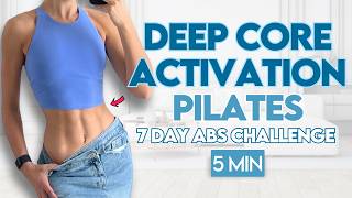 5 min Deep Core Pilates for Results  7 Day Abs Challenge [upl. by Aiekahs]