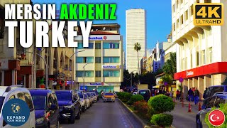 Turkey 4K Mersin Akdeniz City Center  Walking Tour with Captions and Map [upl. by Nhguavoj822]