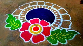 Newyear rangoli designsnewyear 2024 muggulunewyear special beautiful rangolidesigns colourkolam [upl. by Hilarius785]