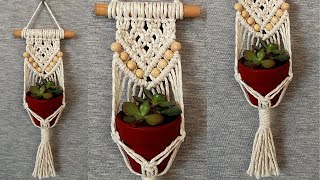 DIY mini PORTAMACETAS de MACRAME paso a paso PRINCIPIANTESDIY Macrame Plant Hanger for Beginners [upl. by Adnolor]