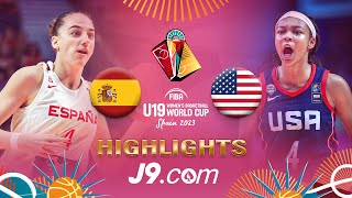 Spain 🇪🇸 v USA 🇺🇸  Final  J9 Highlights  FIBAU19 Womens Basketball World Cup 2023 [upl. by Adroj]