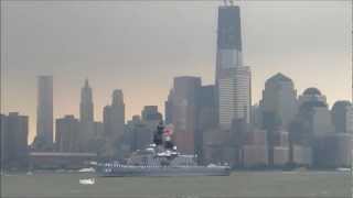 Japanese destroyer JS Shirane passes the World Trade Center at the start of Fleet Week [upl. by Niriam]