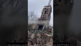 Ukrainian soldiers with a 155 mm M777A2 howitzer adjust the M982A1 Excalibur highprecision guided [upl. by Pulling509]