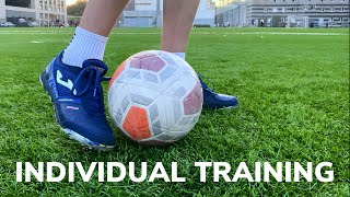 INDIVIDUAL TRAINING SESSION FOR FOOTBALLERS  DRIBBLING AND FINISHING DRILLS [upl. by Elleivad]