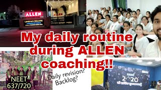 My daily routine during offline ALLEN coachingScheduleDaily revision neet allenkota [upl. by Annoirb279]