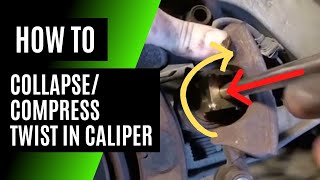 How to Collapse Compress A Twist In Rear Brake Caliper [upl. by Airdnaxila]