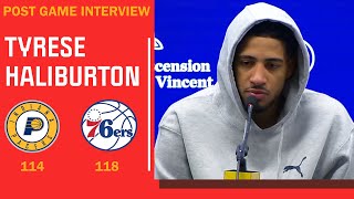 Tyrese Haliburton Postgame Interview  Pacers vs 76ers  202425 NBA Season [upl. by Encratia]