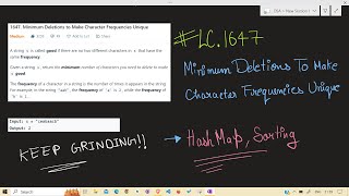 LeetCode  1647 Minimum Deletions to Make Character Frequencies Unique  HashTable  HashMap [upl. by Joellyn]