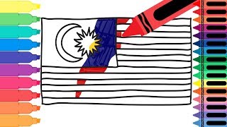 How to Draw Malaysia Flag  Drawing the Malaysian Flag  Art Colors for Kids  Tanimated Toys [upl. by Jaal673]