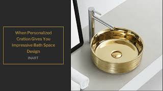 InArt Ceramic Counter or Table Top Wash Basin Golden 35x35 CM [upl. by Anihc]