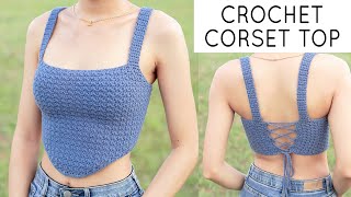 Crochet Cable Corset Top Tutorial  Chenda DIY [upl. by Eiduam]