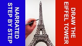 How to Draw The Eiffel Tower Narrated Step by Step [upl. by Enhpad728]