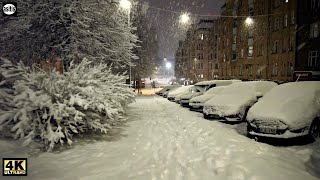 Heavy Snowfall in Helsinki Finland Night Walk in Kallio District  Winter Wonderland 5 Jan 2022 [upl. by Ellenad708]