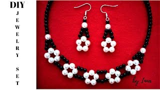 How to make elegant beaded necklace and earrings set [upl. by Emeline342]