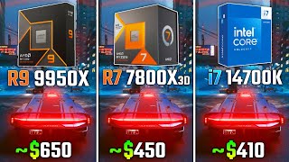 RYZEN 9 9950X vs RYZEN 7 7800X3D vs INTEL i714700K  Test in 6 Games [upl. by Calmas619]