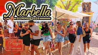 Spain Marbella Old Town Summer 2024 Shops Bars Beach Restaurants [upl. by Baras]