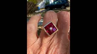 Vintage 14K Gold Diamond Solitaire Emerald Cut Ruby Ring [upl. by Hpsoj600]