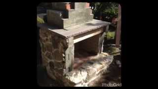 Fieldstone outdoor fireplace [upl. by Atteiram]