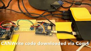 CAN bus demonstration using arduino UNOR4WiFi canbus SN65HVD230 [upl. by Yelkreb]