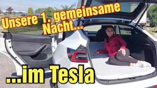 Unsere erste gemeinsame Nacht im Tesla Model Y  EAuto Camping für Anfänger [upl. by Chavey]