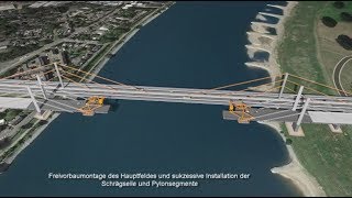 A 40 Rheinbrücke DuisburgNeuenkamp Visualisierung Bauablauf [upl. by Llerroj356]